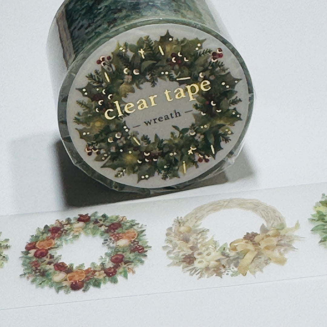 DECORATED CHRISTMAS WREATHS GOLD FOIL Mind Wave PET Washi Tape ~ 1 Roll ~ 30mm x 3m (10 Feet)