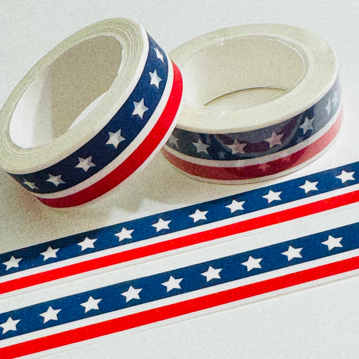 STARS And STRIPES PATRIOTIC Washi Tape ~ 1 Roll ~ 15mm x 10m (33 Feet)