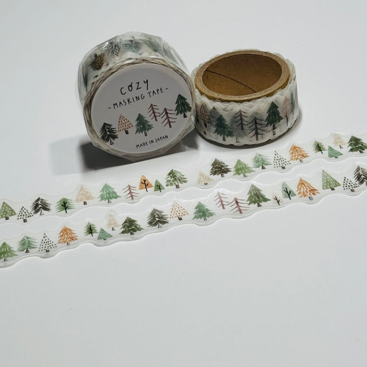 DOODLE CHRISTMAS TREES FOREST Mind Wave Die Cut Washi Tape ~ 1 Roll ~ 18mm x 5m (16 Feet)