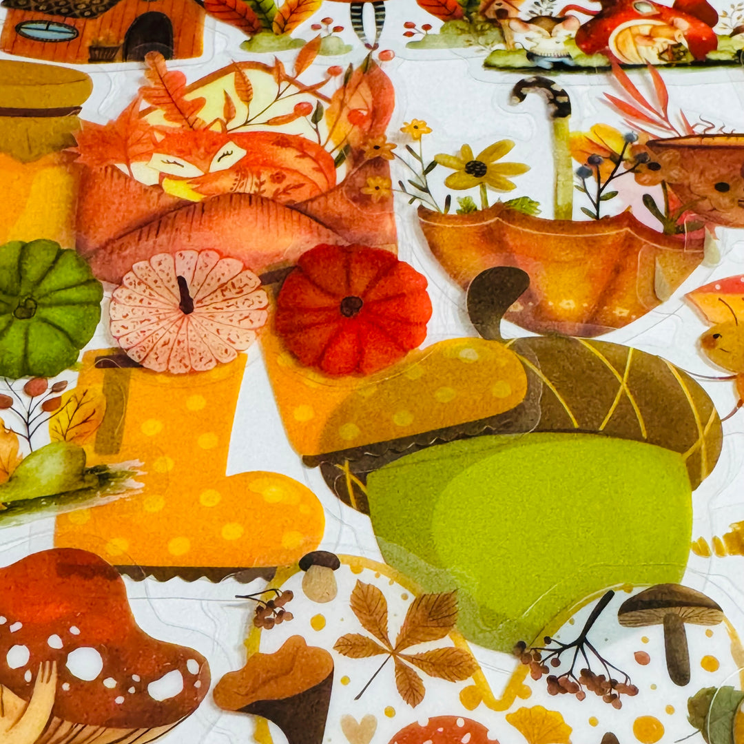 AESTHETIC FALL WATERCOLOR Peelable PET Stickers  ~ 51 Pieces ~ Approximately 2 Inches