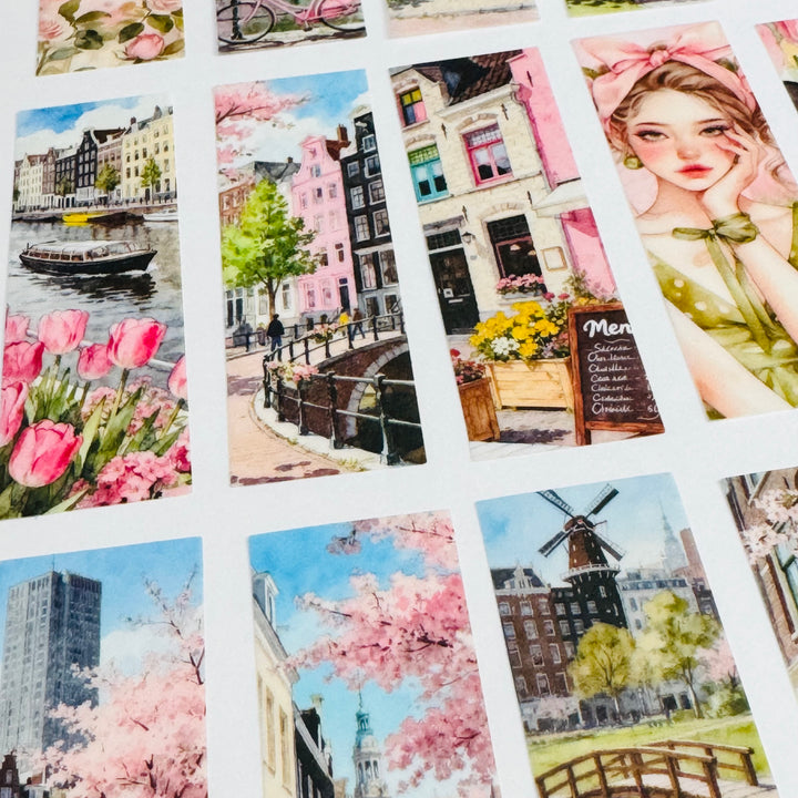 SPRING FLING GIRL In The City Ephemera Sticker Pack ~ 25 Pieces ~ 30mm x 95mm