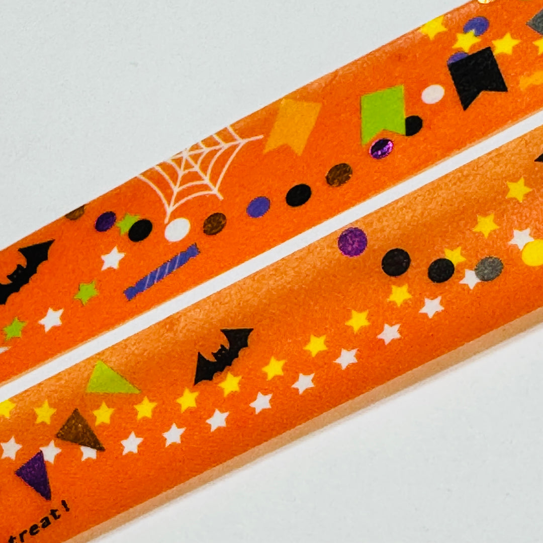 HALLOWEEN TRICK Or TREAT PARTY Foiled Saien Masking Washi Tape ~ 1 Roll ~ 15mm x 5m (Feet)