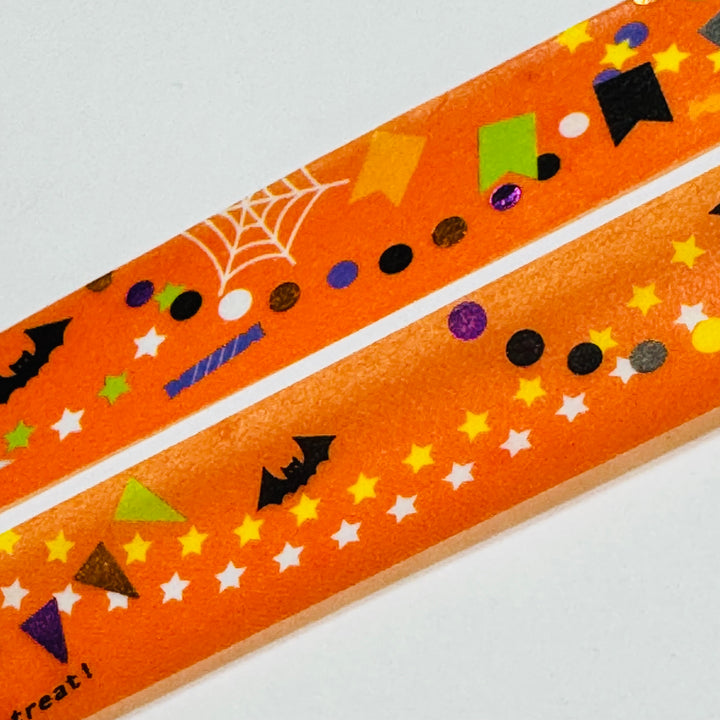 HALLOWEEN TRICK Or TREAT PARTY Foiled Saien Masking Washi Tape ~ 1 Roll ~ 15mm x 5m (Feet)