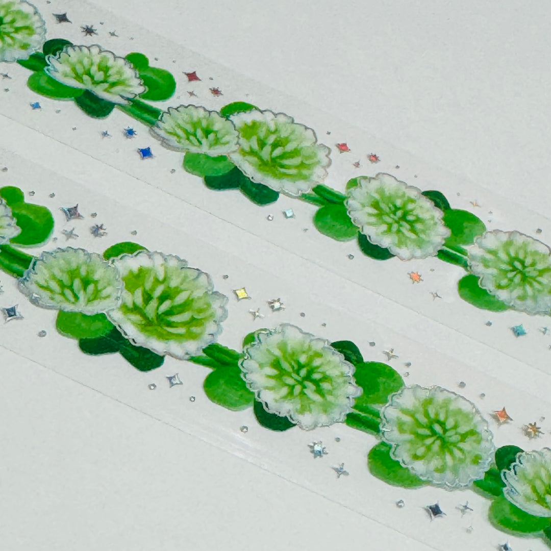 LUCKY WHITE Clover World Craft PET Washi Tape ~ 1 Roll ~ 20mm x 5m (16 Feet) ~ 1 Roll ~ 20mm x 5m (16 Feet)