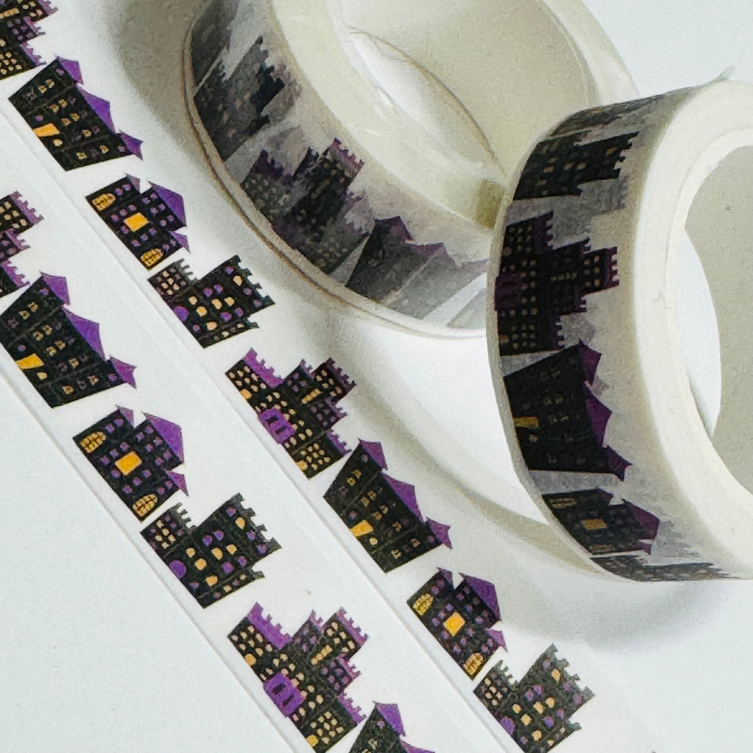 HAUNTED HOUSES LIT UP For Halloween Washi Tape ~ 1 Roll ~ 15mm x 10m (33 Feet)