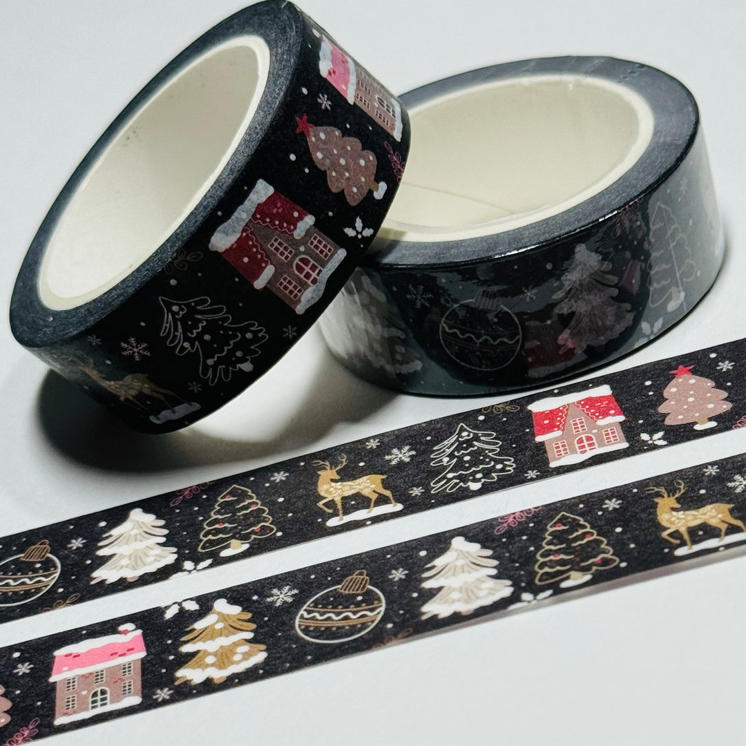 GINGERBREAD TREES & HOUSES COOKIES Washi Tape ~ 1 Roll ~ 15mm x 10m (33 Feet)