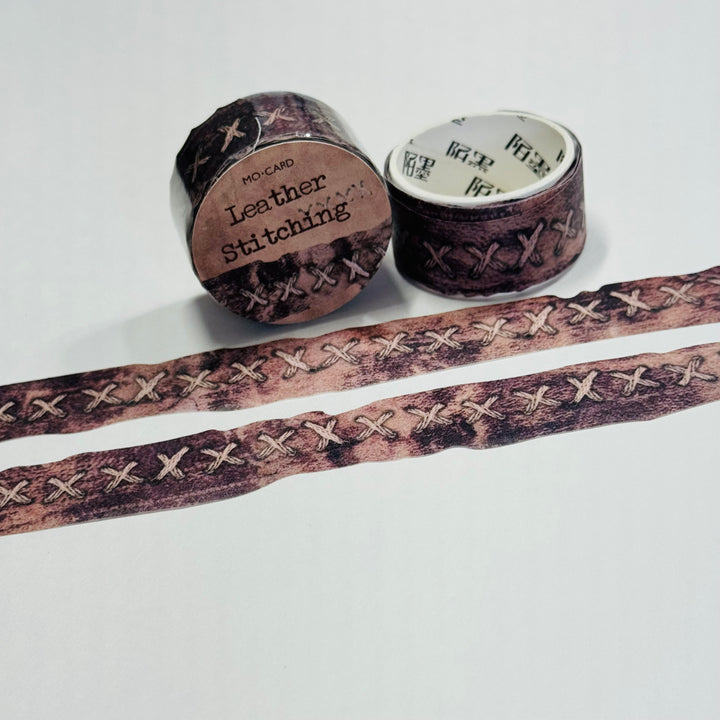 LEATHER STITCH FAUX Fabric Paper Washi Tape ~ 1 Roll ~ 18mm x 3m (10 Feet)