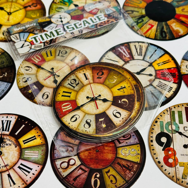GRUNGE CLOCK FACES Ephemera For Journals Scrapbooks and Planners  ~ 10 Pieces ~ Each Piece is 60mm