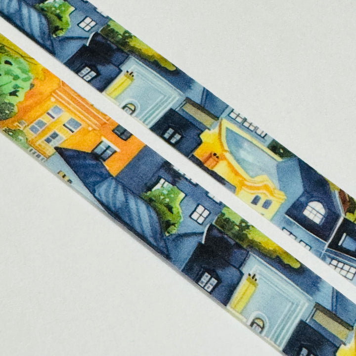 ABOVE The CITY VIEWS Blue & Yellow Washi Tape - 1 Roll - 15mm x 10m (33 Feet)