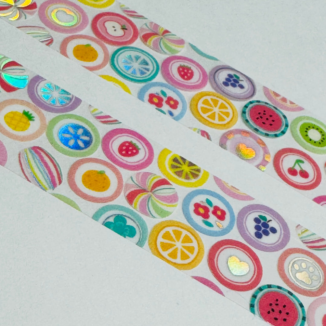 FRUIT FLAVORED Candy Slices World Craft PET Washi Tape ~ 1 Roll ~ 20mm x 5m (16 Feet) ~ 1 Roll ~ 20mm x 5m (16 Feet)