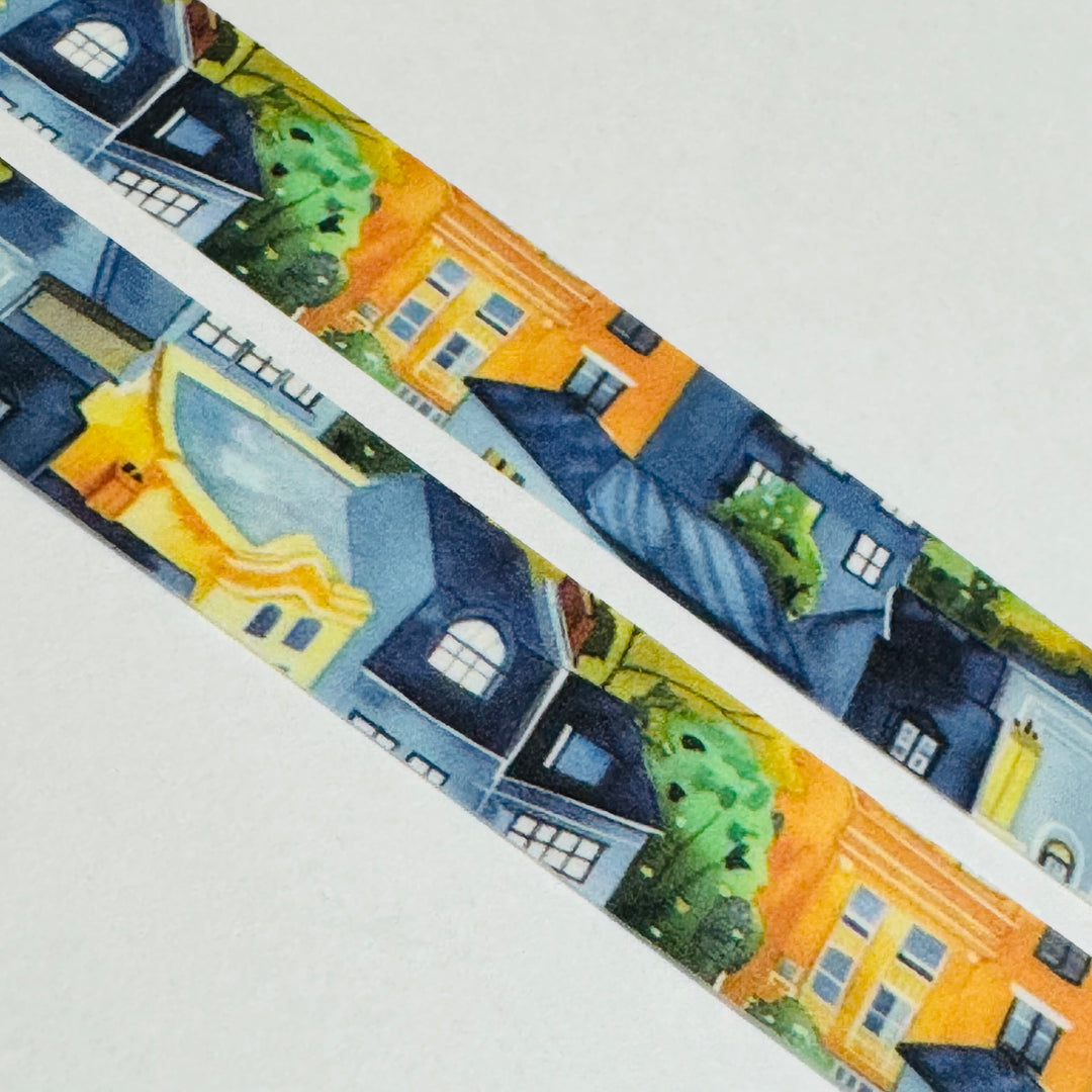ABOVE The CITY VIEWS Blue & Yellow Washi Tape - 1 Roll - 15mm x 10m (33 Feet)