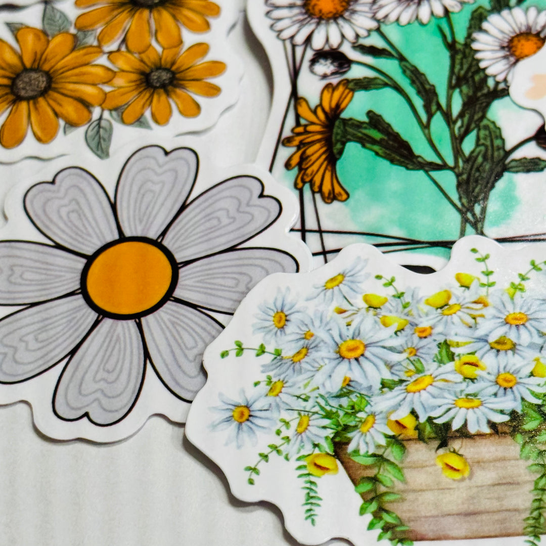 STORIES Of DAISIES Floral Peelable Stickers  ~ 50 Pieces ~ Each Sticker is Approximately 30-50mm