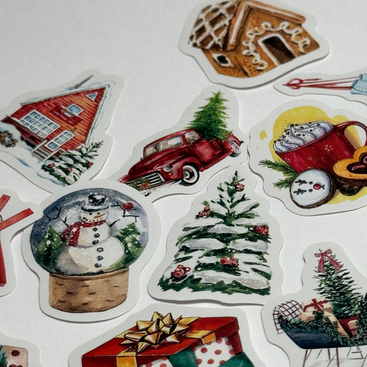 WARM & COZY CHRISTMAS Peelable Stickers  ~ 46 Pieces ~ Approximately 38mm