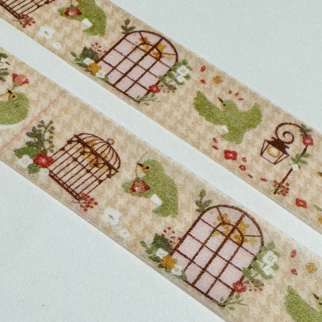 LITTLE BIRDS & FLOWERS Saien Washi Tape ~ 1 Roll ~ 15mm x 7m (23 Feet)