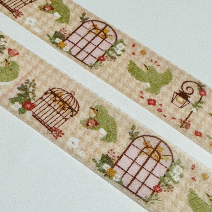 LITTLE BIRDS & FLOWERS Saien Washi Tape ~ 1 Roll ~ 15mm x 7m (23 Feet)