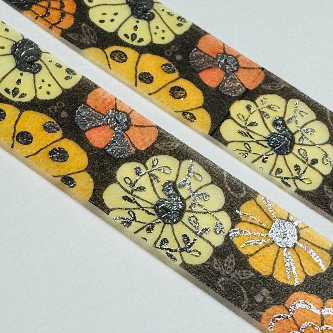 SILVER FALL PUMPKINS & GUORDS Saien Masking Washi Tape ~ 1 Roll ~ 15mm x 7m (23 Feet)