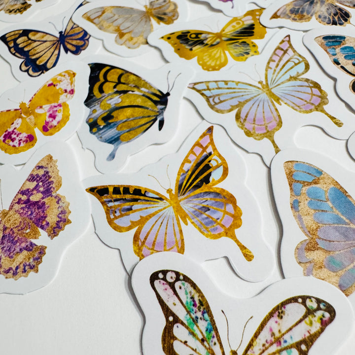 GUILDED AGE Of BUTTERFLIES Peelable Stickers  ~ 46 Pieces ~ Each Sticker is 38mm