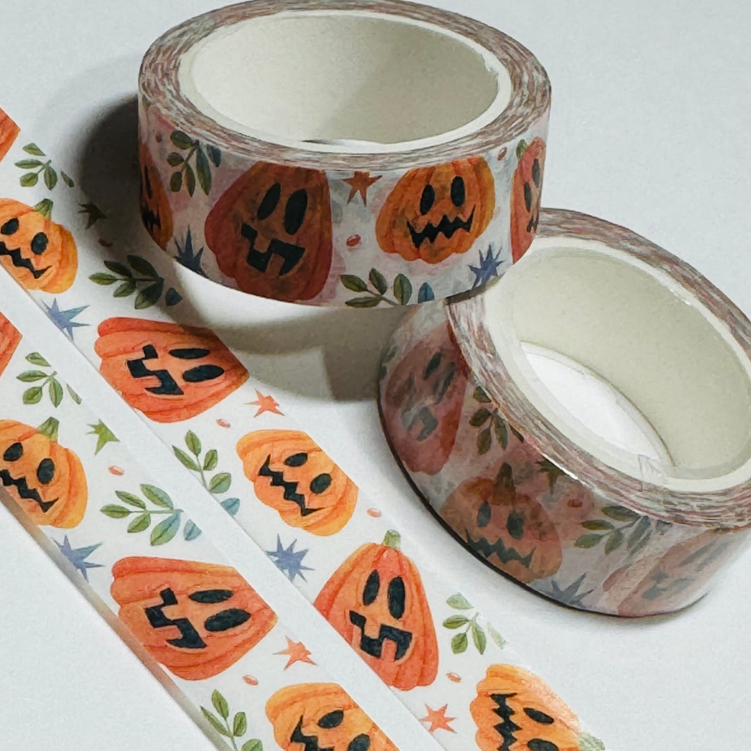 LOPSIDED GRINNING JACK-O-LANTERNS Halloween Washi Tape ~ 1 Roll ~ 15mm x 10m (33 Feet)