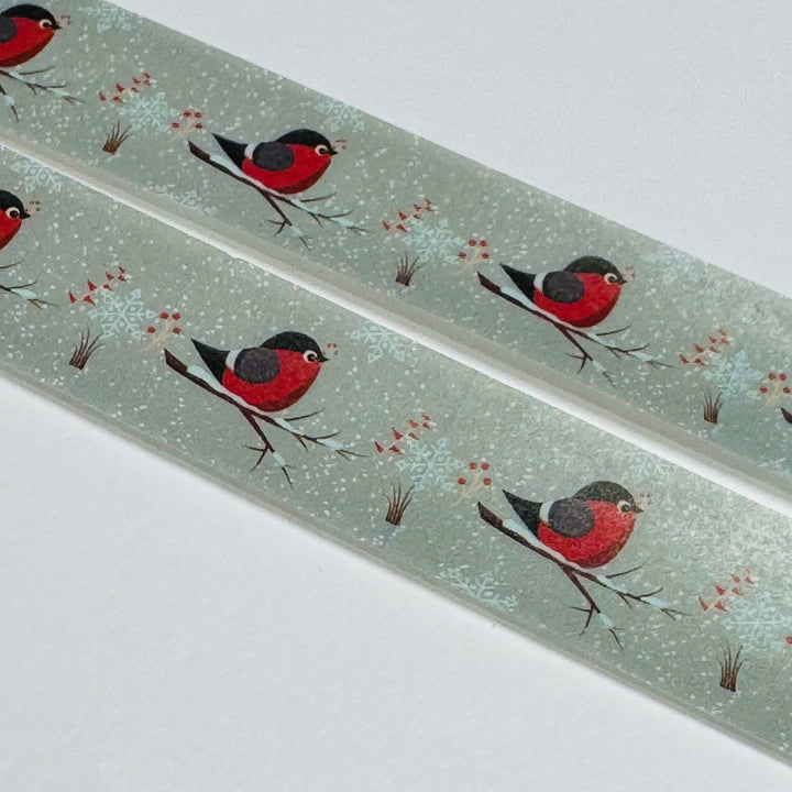 WINTER RED SNOW BIRDS In FLURRIES Washi Tape ~ 1 Roll ~ 15mm x 10m (33 Feet)