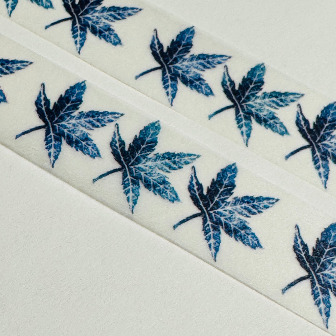 L'AUBE BLEUE MAPLE LEAVES Saien Masking Washi Tape ~ 1 Roll ~ 15mm x 7m (23 Feet)