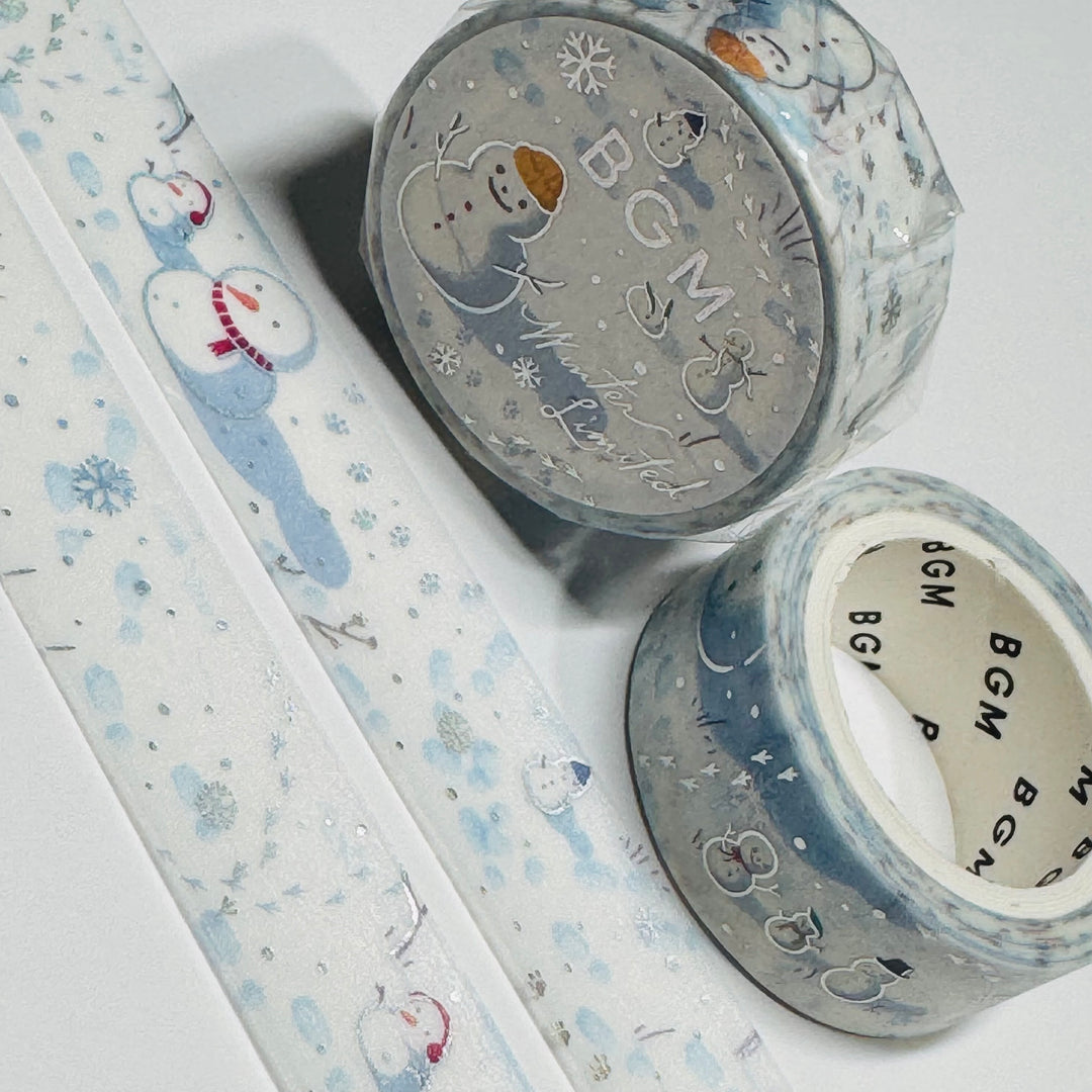 FROSTY SNOW FRIENDS In Silver Foil Designed By BGM Washi Tape ~ 1 Roll ~ 15mm x 5m (16 Feet)