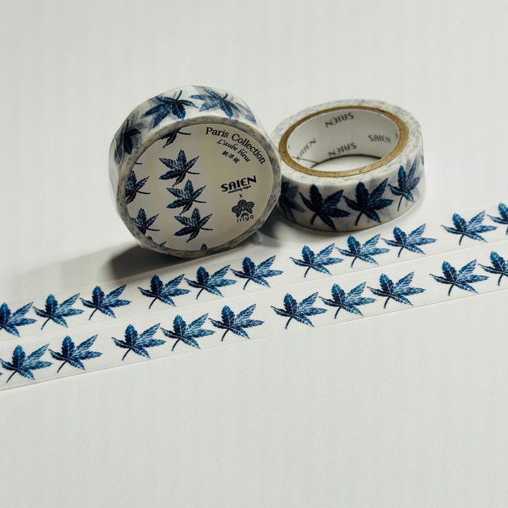 L'AUBE BLEUE MAPLE LEAVES Saien Masking Washi Tape ~ 1 Roll ~ 15mm x 7m (23 Feet)