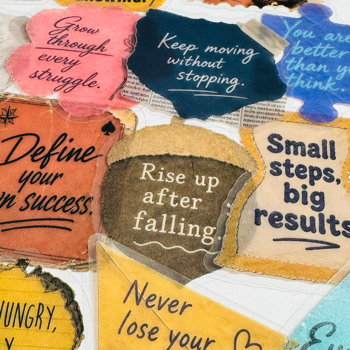 INSPIRATIONAL & MOTIVATING QUOTES Peelable PET Stickers  ~ 53 Stickers ~ Approximately 2 Inches Each