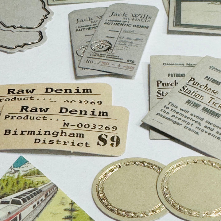 TICKET EPHEMERA JOURNALING Gold Foil Label Stickers Pack ~ 30 Stickers ~ Approximately 45mm