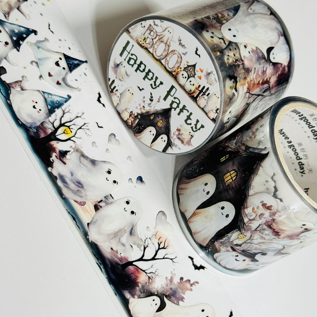 FRIENDLY GHOST CAPERS Halloween PET Washi Tape ~ 1 Roll ~ 40mm x 2m (7 Feet)