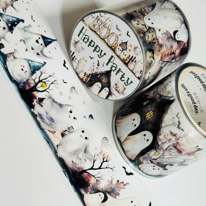 FRIENDLY GHOST CAPERS Halloween PET Washi Tape ~ 1 Roll ~ 40mm x 2m (7 Feet)