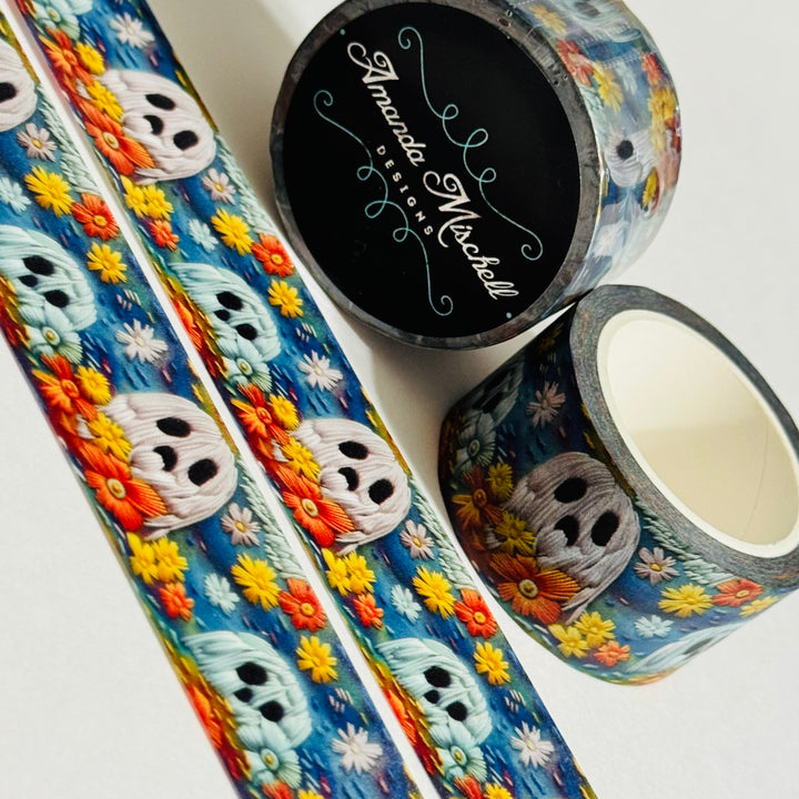 WINDBLOWN EMBROIDERED HALLOWEEN GHOSTS Amanda Mischell Washi Tape ~ 1 Roll ~ 24mm x 10m (33 Feet)