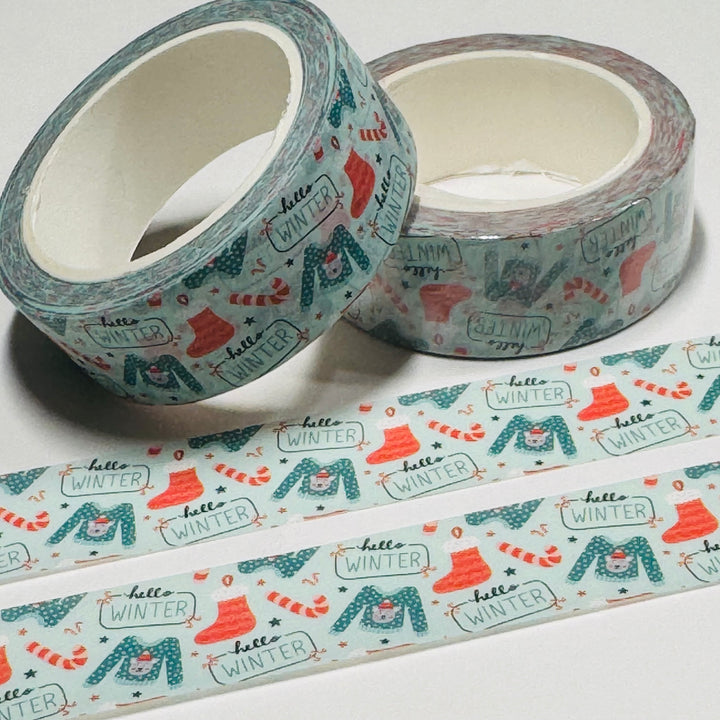 OUTDOOR WINTER WEAR SWEATERS & SKATES Washi Tape ~ 1 Roll ~ 15mm x 10m (33 Feet)