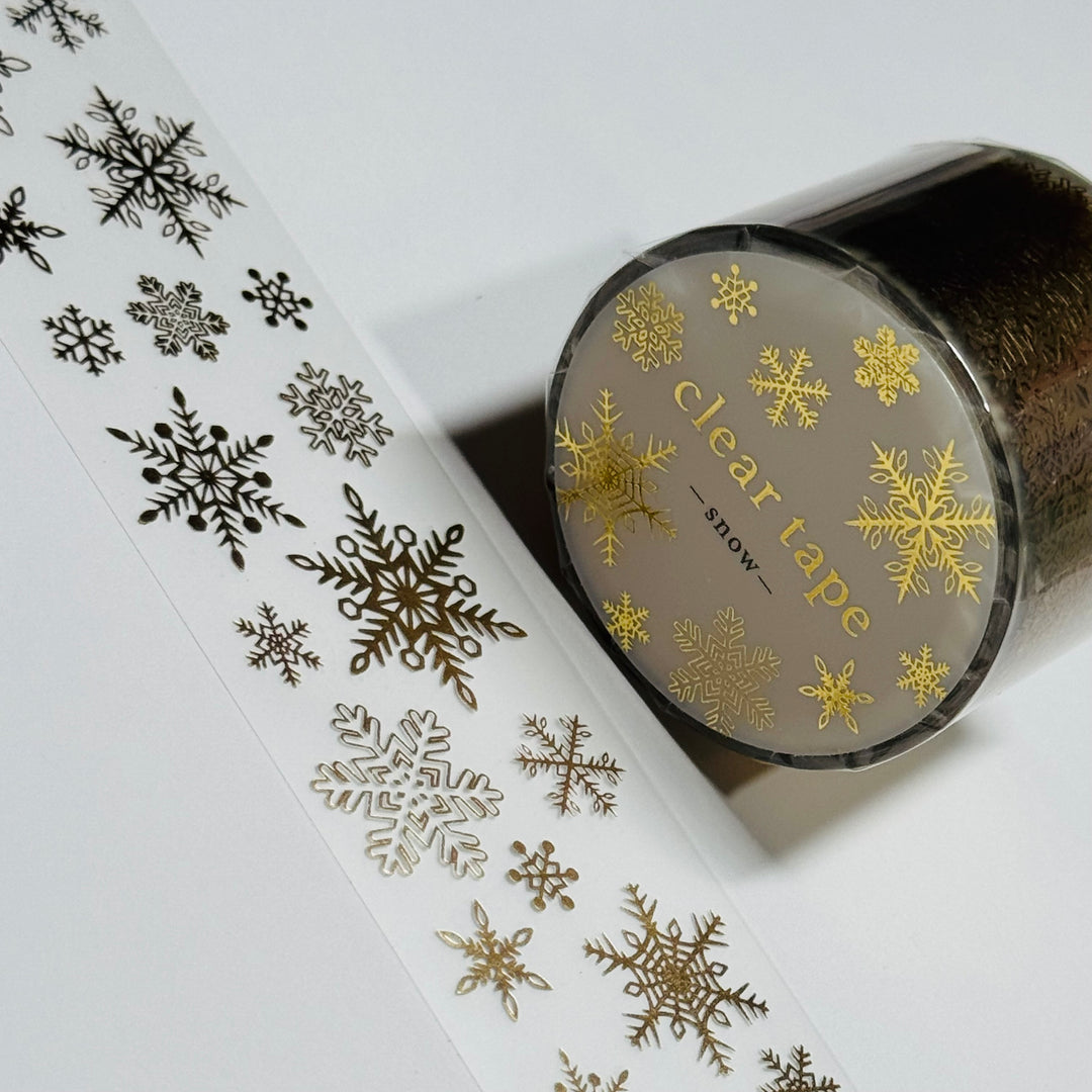 SPARKLING GOLD CHRISTMAS SNOWFLAKES Mind Wave PET Washi Tape ~ 1 Roll ~ 30mm x 3m (10 Feet)