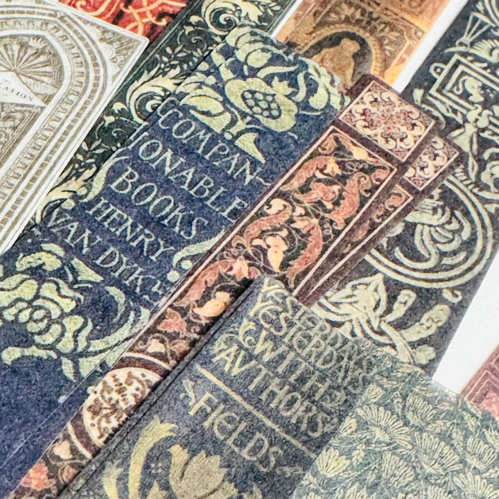 CLASSIC LIBRARY BOOK SPINES Ephemera Sticker Pack V2 ~ 40 Pieces ~ 90mm to 156mm