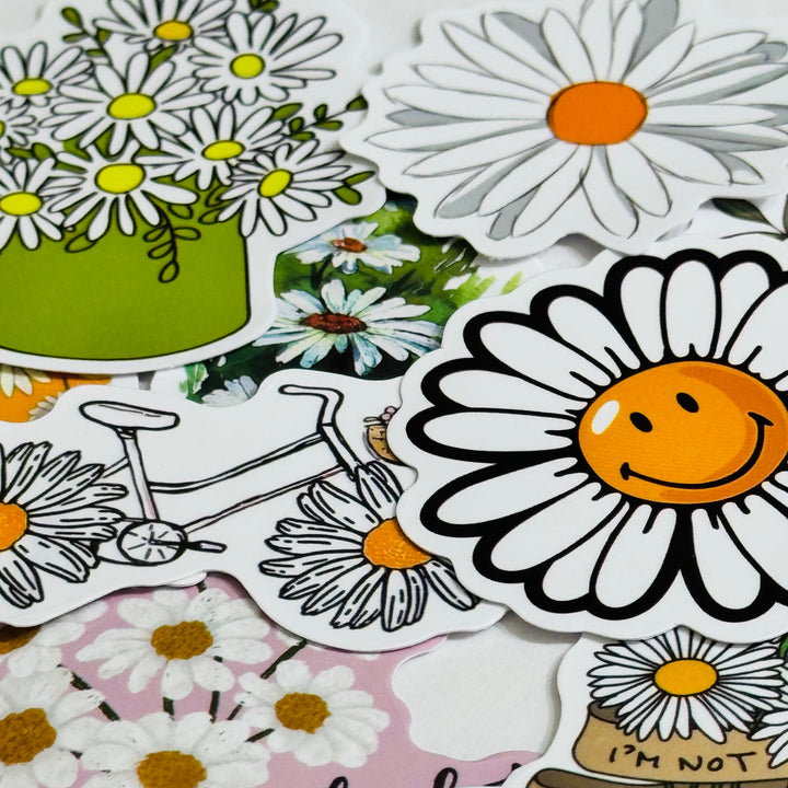 STORIES Of DAISIES Floral Peelable Stickers  ~ 50 Pieces ~ Each Sticker is Approximately 30-50mm