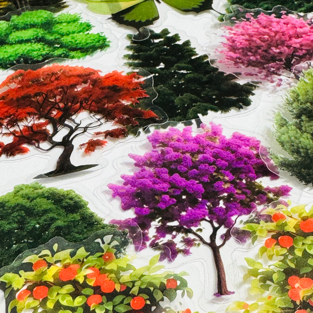 SEASONAL TREES In FULL BLOOM Peelable PET Stickers  ~ 50 Stickers ~ Approximately 2 Inches Each