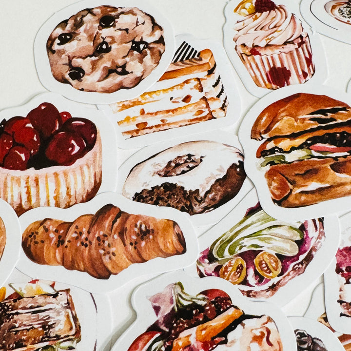 BREAKFAST PASTRIES & PANCAKES Peelable Stickers  ~ 46 Pieces ~ Each Sticker is Approximately 38mm