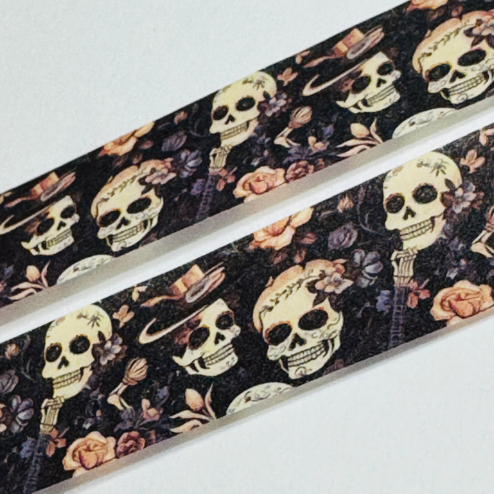 UNTIL DEATH DO US PART SKULLS In Love Halloween Washi Tape ~ 1 Roll ~ 15mm x 10m (33 Feet)