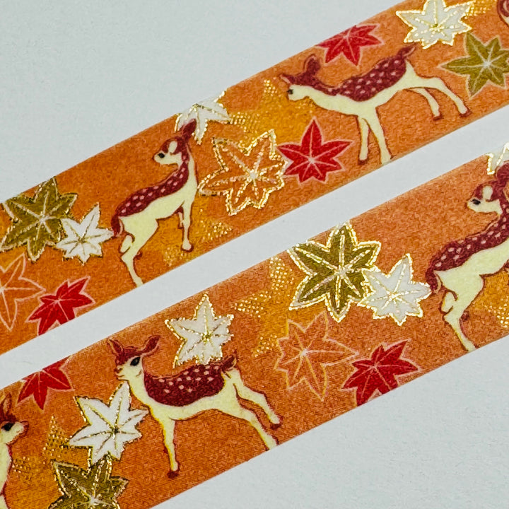 LITTLE FAWNS KIMONO In Gold Foil Saien Masking Washi Tape ~ 1 Roll ~ 15mm x 7m (23 Feet)