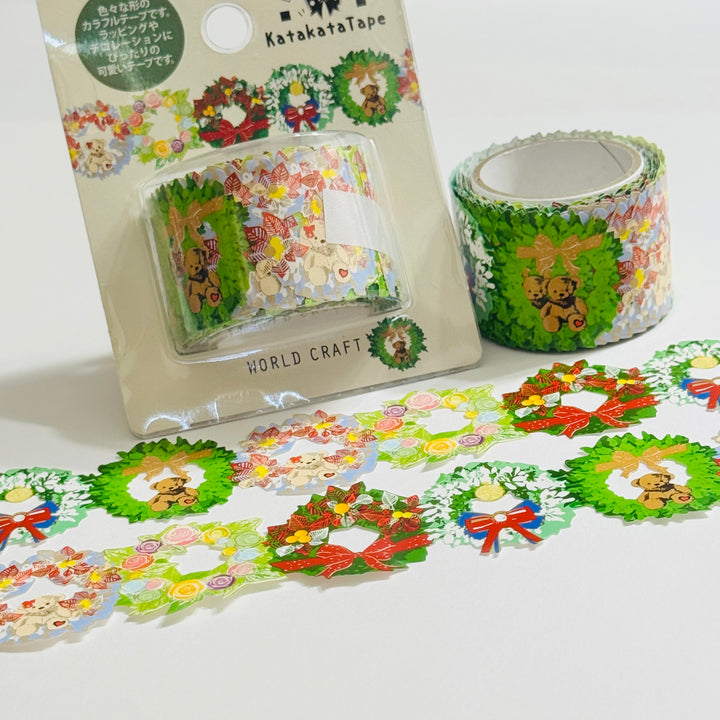 KATA KATA CHRISTMAS Wreaths Die-Cut PP Tape by World Craft - 1 Roll - 30mm x 6m (20 Feet)
