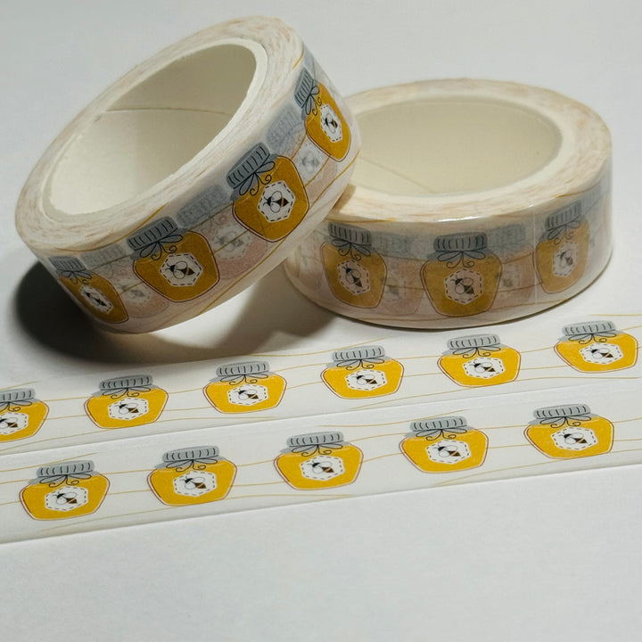 NATURE'S GOLDEN NECTAR Honey Bee Washi Tape - 1 Roll - 15mm x 10m (33 Feet)