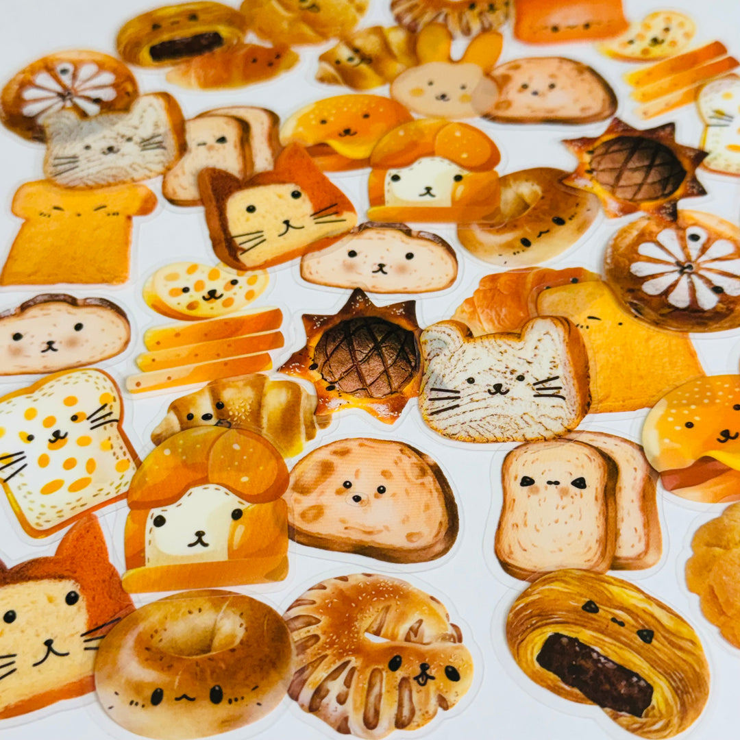 ARTISAN WARM BAKING Bread Transparent Peelable Stickers  ~ 40 Pieces ~ 30x40mm Each