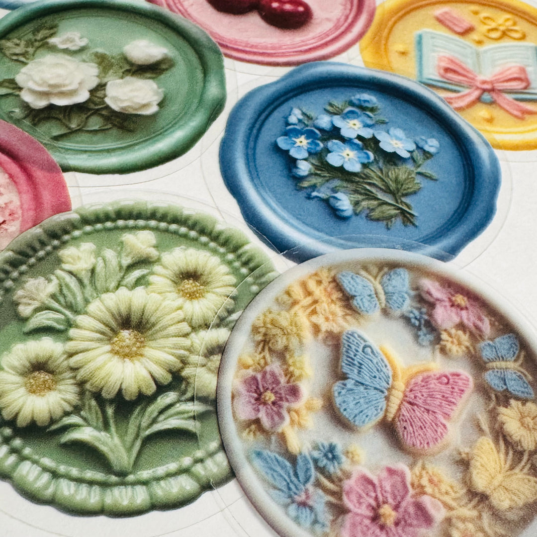 FAUX EMBOSSED SEALING WAX Peelable Stickers  ~ 50 Pieces ~ Each Sticker is 2 Inches