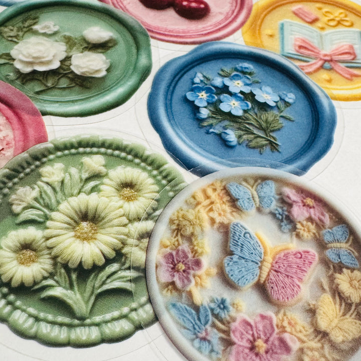 FAUX EMBOSSED SEALING WAX Peelable Stickers  ~ 50 Pieces ~ Each Sticker is 2 Inches