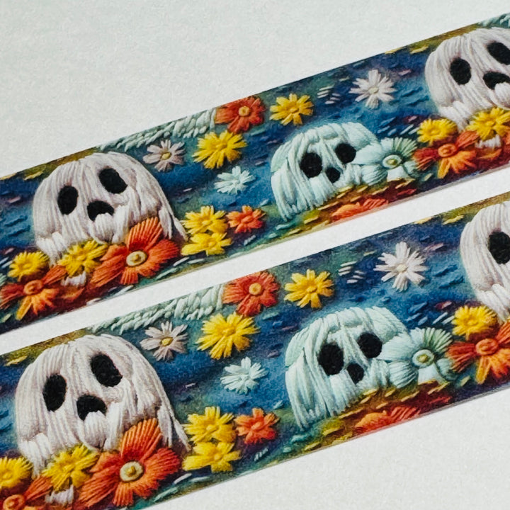 WINDBLOWN EMBROIDERED HALLOWEEN GHOSTS Amanda Mischell Washi Tape ~ 1 Roll ~ 24mm x 10m (33 Feet)