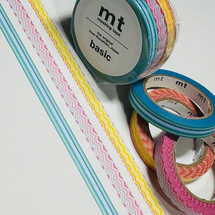 SLIM DECO LINE Collage Mt Thin Washi Tape Set ~ 3 Rolls ~ 6mm x 7m (23 Feet) Each