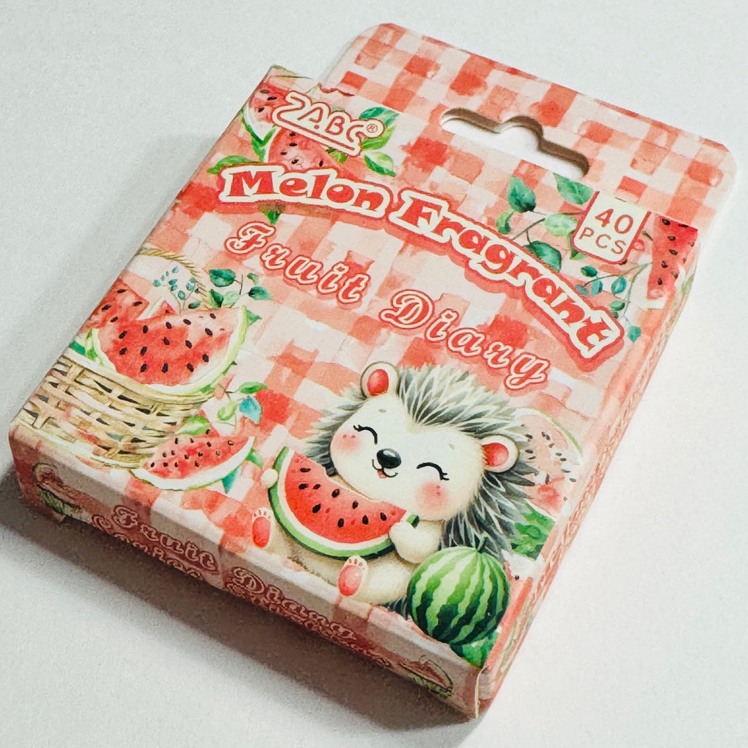 WATERMELON DELIGHT PANDA & HEDGEHOG FAVORITES Peelable Stickers  ~ 40 Pieces ~ Each Sticker is 25-45mm