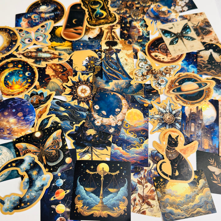 GALACTIC UNIVERSAL STEAMPUNK Peelable Stickers  ~ 50 Pieces ~ Each Sticker is 30 - 60mm