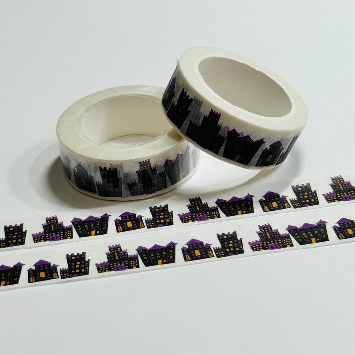 HAUNTED HOUSES LIT UP For Halloween Washi Tape ~ 1 Roll ~ 15mm x 10m (33 Feet)