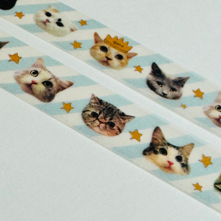 DANCING CAT HEADS Japanese Kitten Washi Tape ~ 1 Roll ~ 15mm x 5m (16 Feet)